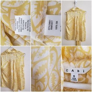 Yellow and white Cabi sleeveless blouse
